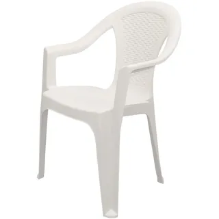 Spetebo Stapelbarer Gartenstuhl in weiß - Monoblock in Rattan Optik aus Kunststoff - Stapelstuhl Kunststoffstuhl (1 Stück - weiß)