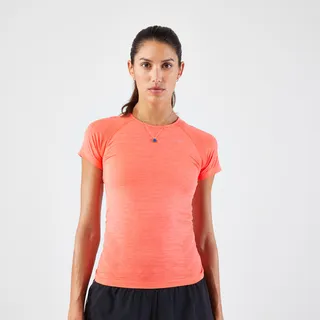 Laufshirt kurzarm Trailrunning Damen nahtlos - Run 500 Komfort Slim koralle, orange|rosa|rot, S