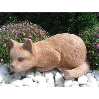 Steinfiguren Spicker Steinfigur Katze, 131/3 Gartenfigur Steinguss Tierfigur Terrakotta Patina