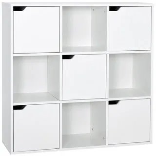 Mondeer Bücherregal 9 Fächer mit 5 Türen Weiß