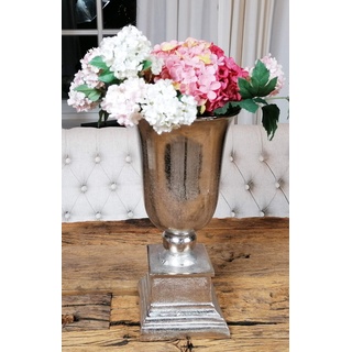 MichaelNoll Vase Blumenvase Gefäß Pokalvase Dekovase - Metall Aluminium Silber - Deko für Wohnzimmer, Schlafzimmer oder Büro 40 cm