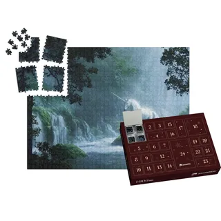puzzleYOU: Puzzle-Adventskalender | „EIN schönes Einhorn in einem magischen Wald, Digitale Illustration“ – aus der Puzzle-Kollektion Fabel, Einhorn, Einhörner, Tiere aus Fantasy & Urzeit