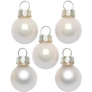 Inge Glas Magic Mini-Weihnachtskugeln 2cm 25 Stück | kleine Christbaumkugeln in Karton-Box (Champagne | beige Glanz matt)