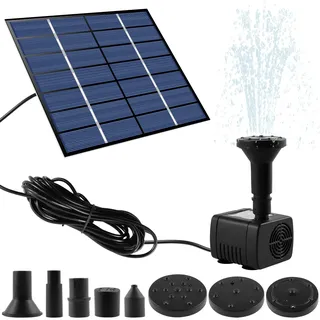 Solar Springbrunnen für Außen Sauerstoffversorgung Solarbrunnen für Draussen mit Solarpanel 5 Düsen Teichpumpe Solar Ohne Batterie zum Vogelbad Fischteich Gartenteich