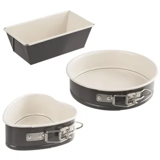 Dr. Oetker Mini-Backformen-Set Exclusive 3-teilig – Springform Ø 16 cm, Herz-Springförmchen Ø 11 cm, Kastenform 15 cm