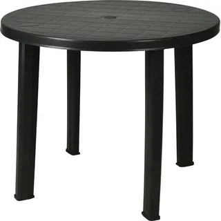 Progarden Gartentisch Terrassentisch Rund Ø 90 cm Anthrazit Schirmloch (Stück, 1-St., Packung), Kunststoff, Schirmloch 4cm, Mosaikmuster, Stecksystem, Standfest schwarz