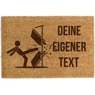 Happenings Personalisierte Fußmatte | Kokosmatte mit Ihrem Text | Original Türmatte für Innenbereiche | Familien Namen | Lustige Eingangsmatte (60x90, Modell 10)