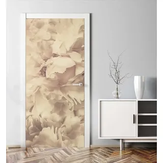 MyMaxxi Türtapete selbstklebend - Einteilige Türfolie 90x200 cm - Motiv: Blüten beige Türklebefolie zum verschönern & bekleben der Tür - Türaufkleber aus Klebefolie