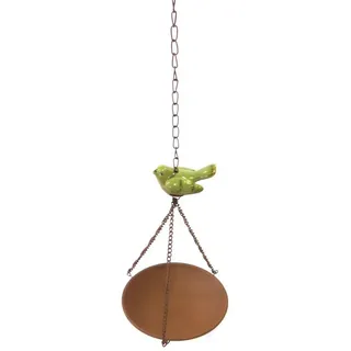 Scheulen GmbH Vogeltränke Vogeltränke Vogel Bad Hängend Metall Kette 52 cm, mit Keramik Vögelchen braun