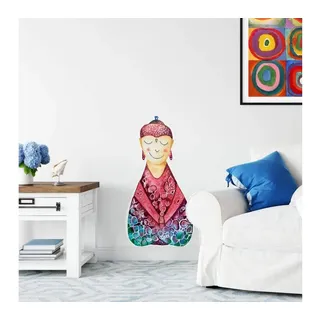 K&L Wall Art Wandtattoo Wandtattoo Hagenmeyer Lebensfreude Feng Shui Deko Happy Buddha, Wandbild selbstklebend, entfernbar bunt 64 cm x 90 cm