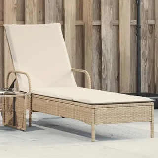 Sonnenliege Mit Rollen Und Auflage Beige Poly Rattan