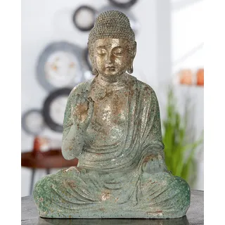 Buddhafigur GILDE "Buddha Bodhi" Dekofiguren Gr. B/H/T: 29 cm x 38 cm x 19 cm, grün (grün, kupferfarben) Weitere Figuren Skulpturen