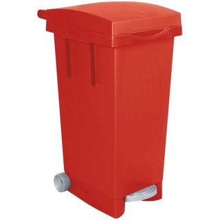 Mülleimer, BxTxH 370 x 510 x 790 mm, Inhalt 80 Liter, rot rot|silberfarben