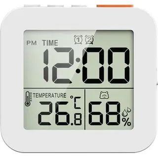 Digitale Badezimmeruhr, Duschtimer, Hygrometer, Thermometer, Wanduhr, Wasserdichter Duschtimer, Weiß