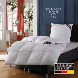 Excellent Daunenbettdecke EXCELLENT "Wien, Bettdecken für Sommer und Winter, Decke", weiß, B:135cm L:200cm, Bezug: 100% Baumwolle. Füllung: 90% Daunen, 10% Federn, Bettdecken, Bettdecke 135x200 cm, made in Germany, allergiker geeignet (Hausstaub)