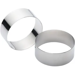 KitchenCraft Edelstahl-Kochringe, großes Kochring-Set, Silbermetallic, normale Tiefe 3,5cm, Kreisgröße 9 x 9 x 3,5cm, 2er-Pack