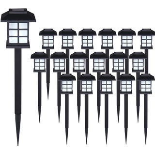 Deuba® Solarlampe für Außen 18er Set LED Wetterfest IP44 Dämmerungssensor Erdspieß Solar Laterne Schwarz Garten Leuchte Außenleuchte Balkon Deko