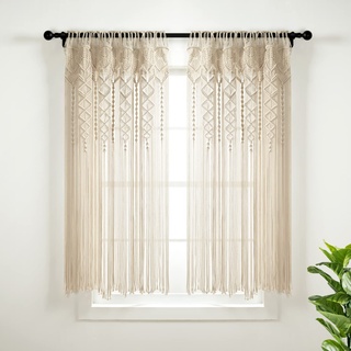 Lush Decor Boho Makramee strukturierte Baumwolle Fenstervorhang/Raumteiler/Tür/Wanddekor, 160 cm L x 101,6 cm B, Neutral