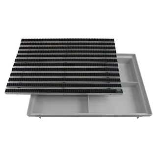 Emco Eingangsmatte DIPLOMAT + Bodenwanne 75mm Kunststoff, Bürsten Schwarz, 60x40cm - Schwarz
