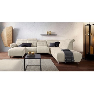 Places of Style Wohnlandschaft Manhattan U-Form, 2 Sitze mit elektrischer Relaxfunktion, verstellbare Armlehnen beige