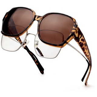 Face Shadow Überzieh Sonnenbrille Übergroß Polarisiert über Normale Brille UV400 Schutz, Überbrille für Brillenträger Damen, Ultra Leicht Fahren Angeln