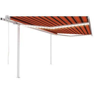 UV-Schutz Markise CLORIS - Balkon Automatische Markise mit LED & Windsensor 4x3 m Orange Braun