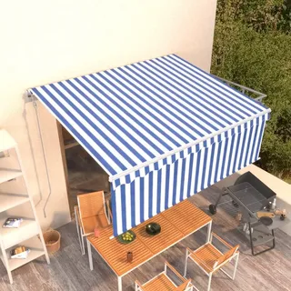 KKHOMEI Elektrische Kassettenmarkise 4.5 x 3 m mit Fernbedienung Gelenkarmmarkise Markise mit manuell ausfahrbarem Volant, Automatisch Gelenkarmmarkise, Terrassenmarkise