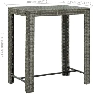 vidaXL Bartisch 100 x 60,5 x 110,5 cm Grau