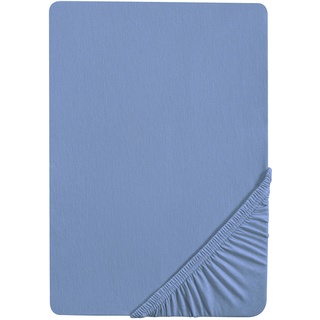 Biberna Premium Jersey-Elasthan Spannbettlaken (90 - 100 x 200 cm, blau)