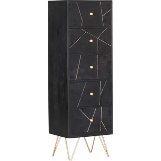 Kommode GUTMANN FACTORY "Scan" Sideboards Gr. B/H/T: 50 cm x 153 cm x 43 cm, Anzahl Türen: 5, mit goldfarbenen Einfräsungen, schwarz Kommode mit modernen Haarnadel Beinen