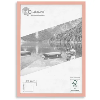 CLAMARO 'COLLAGE 20' Bilderrahmen DIN A1 (59,4x84,1) handgefertigt nach Maß | Rosa | Moderner 20 mm breiter slim Design MDF Holzbilderrahmen inkl. Acrylglas, Rückwand und Aufhänger