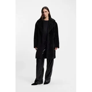 BOSS ORANGE Kurzmantel Catedy Premium Damenmode aus softem Teddy, Relaxed Fit schwarz 48