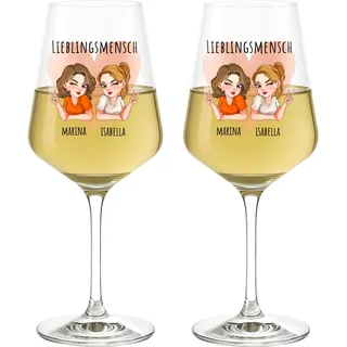 Love Faith - Freundinnen - Personalisiertes Weinglas als Geschenk für die beste Freundin im 2er Set