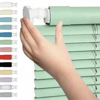 Generisch Alu-Jalousie Ohne Bohren, Aluminium Jalousie Für Fenster 25mm Lamelle, Horizontal Jalousette Jalousien Sonnenschutz Verdunkelungsrollo Aluminiumjalousie, Breite 25 cm Bis 160 cm(Hellgrün)