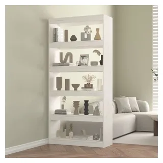 furnicato Bücherregal Weiß 80 x 30 x 167,4 cm aus massivem Kiefernholz, 1-tlg., Regalwand mit 5 Fächern als Raumteiler für Flur und Wohnräume weiß 30 cm x 167.4 cm x 30 cm