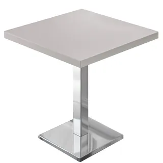 MBM | Bistro Tisch | 70 x 70 x 74,5 cm | Melamin | Weiß / Edelstahl