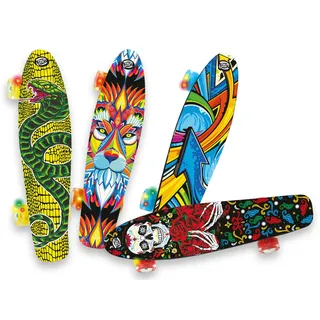Teorema Skateboard, 57 cm, rutschfestes Trittbrett, Aluminium-Truck, transparente PU-Rollen mit Hellen LEDs, ABEC-7-Kugellager, max. Traglast 100 kg