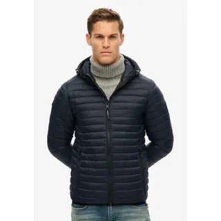 Steppjacke SUPERDRY "HOODED FUJI LITE JACKET", Herren, Gr. M, blau (eclipse navy), Web, Obermaterial: 100% Nylon, unifarben, modisch, slim fit, Langarm, Jacken