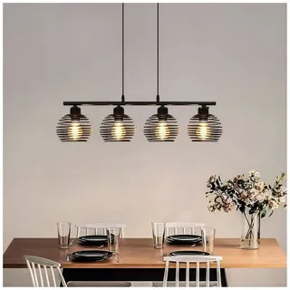 ZMH LED Pendelleuchte Esszimmer E27 Pendellampe Vintage aus Eisen Retro Hängelampe 120cm, Esstisch-Pendelleuchte mit vier Käfigkugeln, LED wechselbar, Industrial Pendellampe Einfach die Höhe zu verstellen