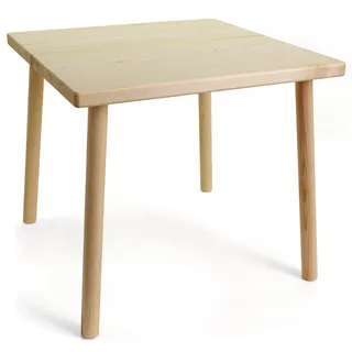Holzfee Kindertisch Beistelltisch Massiver Tisch Platte 3 cm stark Holz Auswahl (Kiefer lackiert)