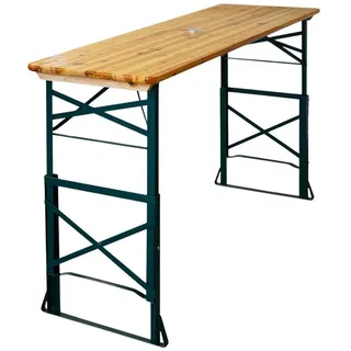 PROREGAL® Bierzeltgarnitur Bierzelttisch höhenverstellbar mit Schirmhalterung für 8 Personen, Stehtisch klappbar Bierzeltgarnitur Biertisch Bartisch grün 170 cm x 50 cm