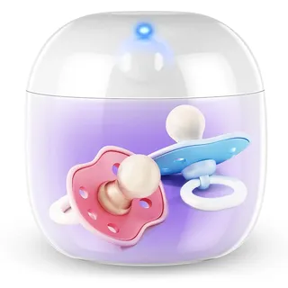 Tragbarer Sterilisator, Mini-UV-C-Desinfektionsbox für Schnuller, 99,99 % Sterilisation in 3 Minuten, USB-C wiederaufladbar, Mini-Sterilisatorbox für Baby-Schnuller, Flaschennippel und mehr (weiß)