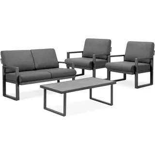 Konsimo Gartenmöbel-Set wasser- und fleckenabweisend (2,1,1,Sitzplätze) "FRENA", Anthrazit/Grau, Stahl/Schaumstoff/Stoff, Loft, 130x65x60cm - Grau