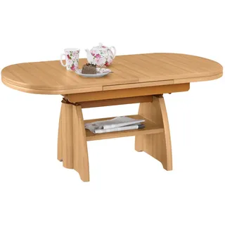 Venda Couchtisch, Buche, Metall, Holzwerkstoff, Kernbuche, furniert, oval, Wange, 71x56-75x125-166 cm, ausziehbar, höhenverstellbar, Wohnzimmer, Wohnzimmertische, Couchtische, Couchtische Metall