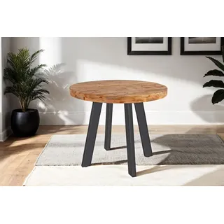 Möbelretoure Esstisch rund Mangoholz massiv 140 cm schwarz ADELINA - Schwarz/Naturbelassen