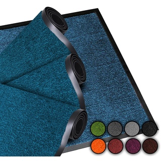 LucaHome Fußmatte, für den Innen- und Außenbereich, für Hauseingang, waschbar, gepolstert, rutschfest, für Flur, Küche, Schlafzimmer (Blau 2 Stück, 60 x 80 cm)