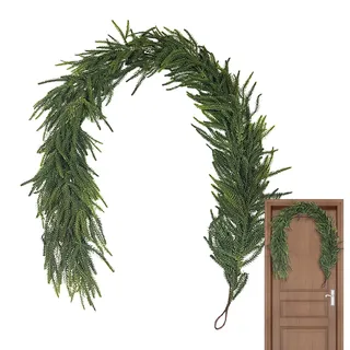 Norfolk-Kieferngirlande, fühlt Sich echt an, fühlt Sich echt an – Norfolk-Kiefer-Girlande, fühlt Sich echt an, Weihnachtsgirlanden für Urlaub, Innenmantel, Dekoration