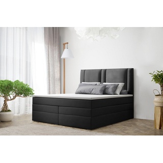 Fun Möbel Boxspringbett »Boxspringbett Schlafzimmerbett CANDELA DELUX in Stoff« (inkl. Viscoschaumtopper) schwarz