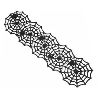 CHAKS Dekoobjekt Halloween Deko Tischläufer 'Spinnennetze' - 148 x schwarz