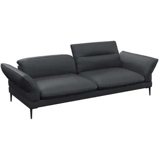 flexlux Couch Leder 3-Sitzer Schwarz